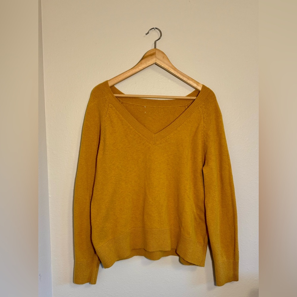 Mustard V-Neck Women's Sweater